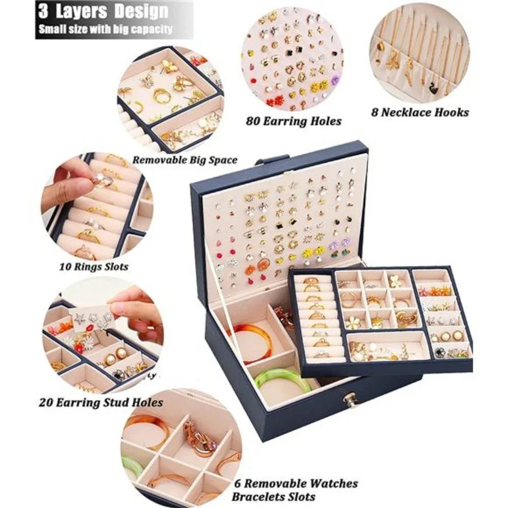 Jewelry Organizer Storage Case Box ,Blue